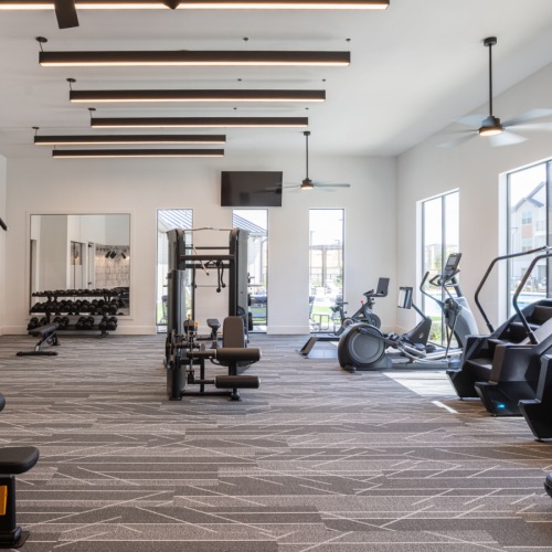 workout room with stunning finishes