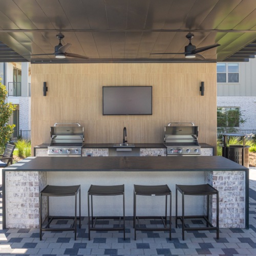 outdoor grill and hosting area