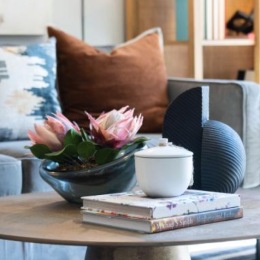coffee table in furnished living room