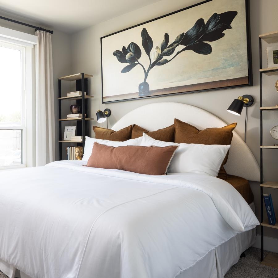 a bed in a room